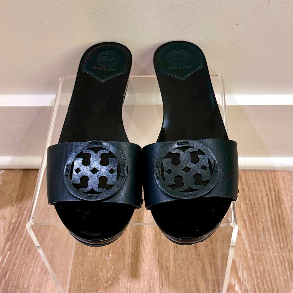Tory Burch Black Logo Slide Sandals